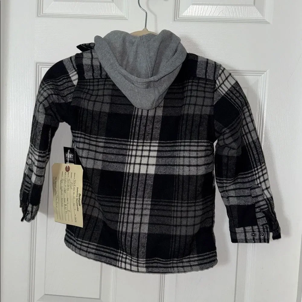Flint Black and Gray Plaid Jacket with Hood kids M(5)
